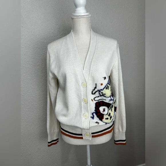MarniWOOL-CASHMERE BLEND CARDIGAN WITH JACQUARD DRAGON size S-M